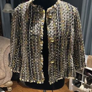 CAbi Black and Gold Tweed Blazer